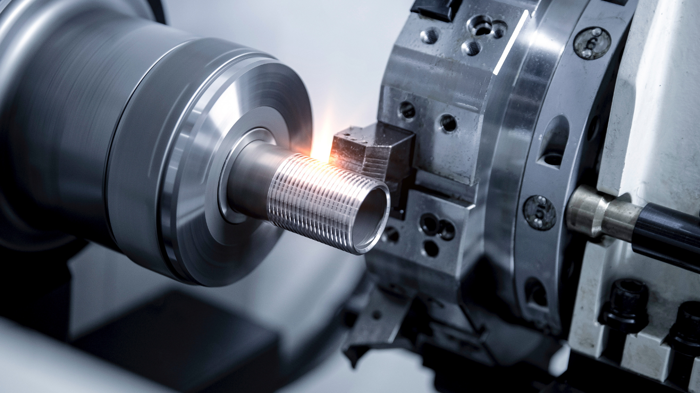 Inicio torno cnc producción de piezas en serie