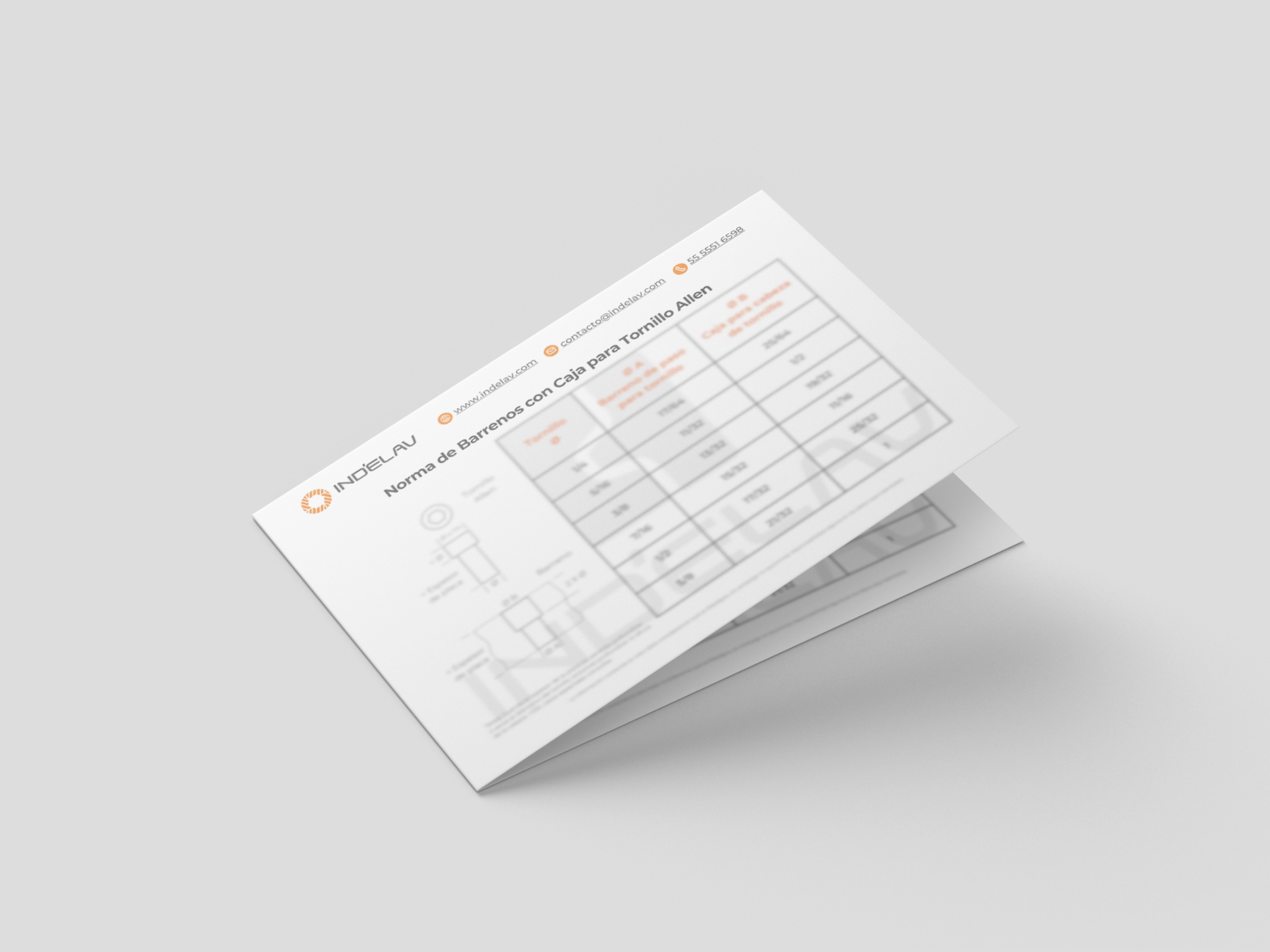 tabla norma de barrenos con caja para tornillo allen 2026 indelav